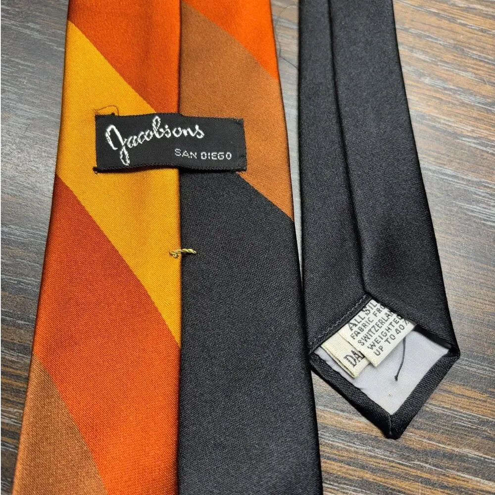 Vintage Jacobsons Damon Neck Tie Multicolor Union Made Stripe All Silk Classic